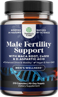 Pre Conception Male Fertility Supplement - Semen Volume Booster with CoQ10, Maca Root, Methyl Folate & D-Aspartic Acid - Mens Fertility Supplement for Sperm Motility - Conception for Him - 270 Count