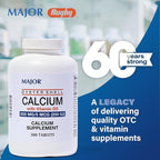 Major Oyster Shell Calcium with Vitamin D3 500 mg / 5 mcg (200 IU) - Daily Calcium Supplement - 300 Tablets (1 Pack)