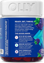 OLLY Men's Multi Gummies, Supports Overall Wellness,* Vitamins A, C, D, E, Bs & Zinc, BlackBerry Blitz Flavored, 65 Day Supply - 130 Count