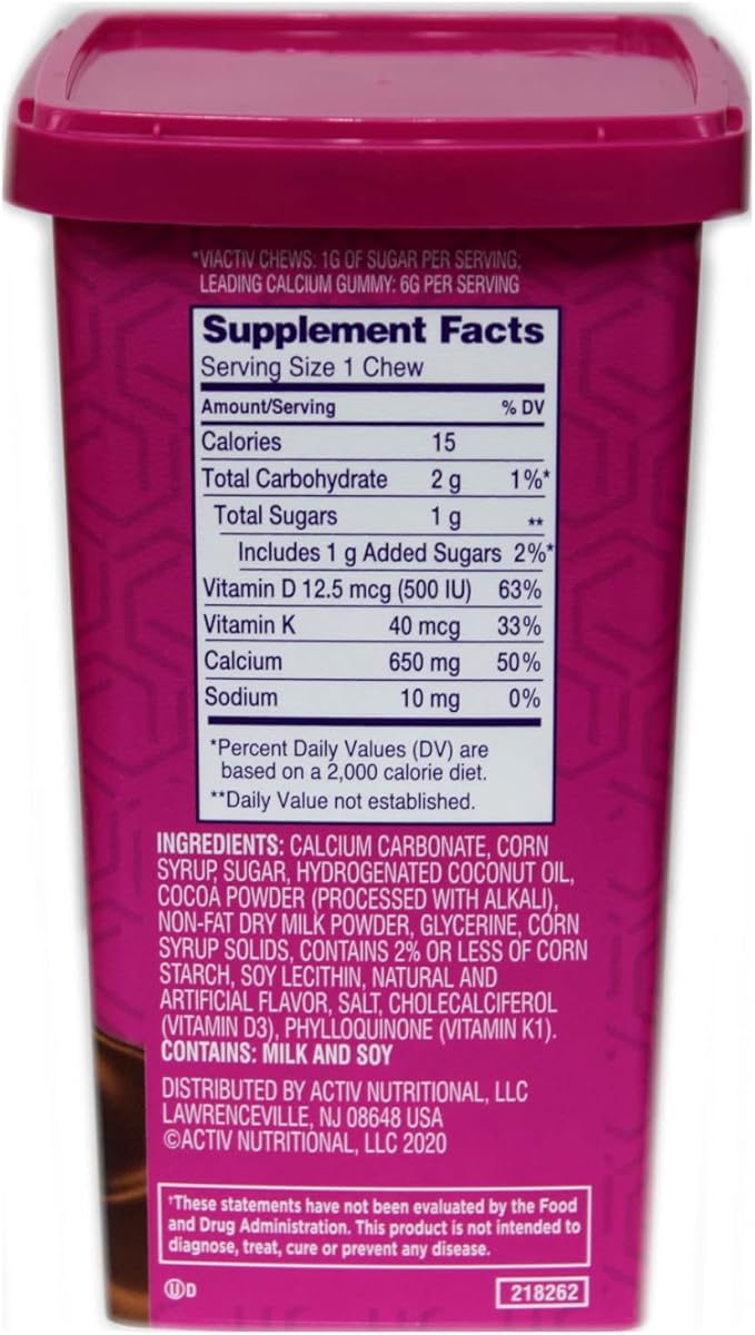 Viactiv Max Formula Calcium +Vitamin D3 Supplement for Bone Health Milk Chocolate, 100 Soft Chews - 3 Pack
