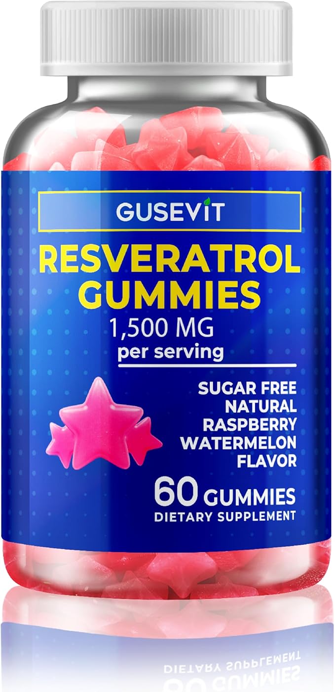 Resveratrol Gummies - Sugar Free, Natural Raspberry Watermelon Flavor, Powerful Antioxidant, Anti-Aging & Immune Support - Vegan Friendly & Gluten Free