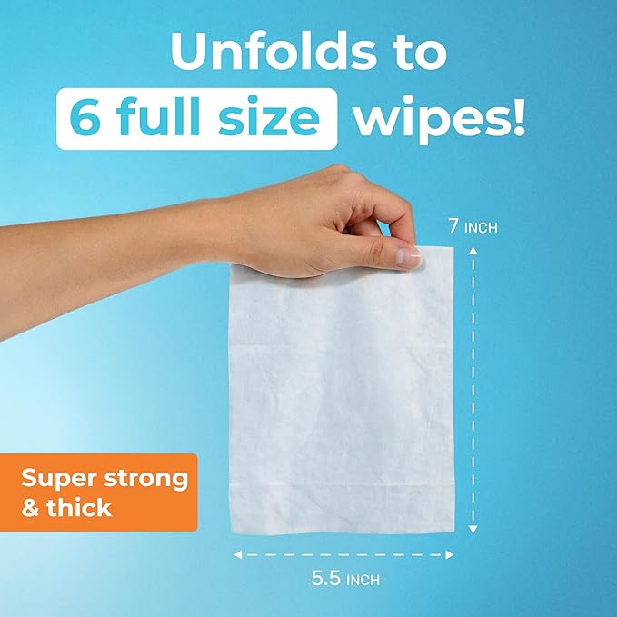Impossibly Compact Travel Flushable Wipes - 99.5% Water and Aloe - Safe for Sensitive Skin, Hypoallergenic & Unscented - Travel Essentials for Adults, Kids & Baby Care - 48 Pack Total 288 Wipes