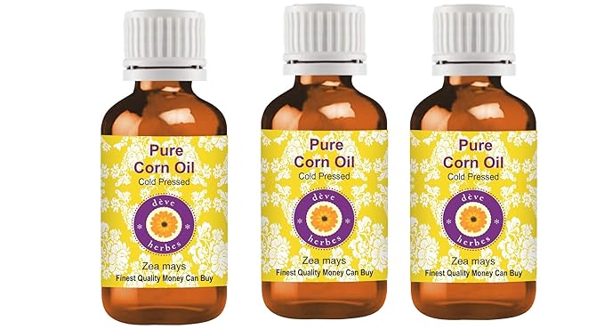 dève herbes Pure Corn Oil (Zea mays) Cold Pressed Pack of Three 100ml X 3 (10 oz)