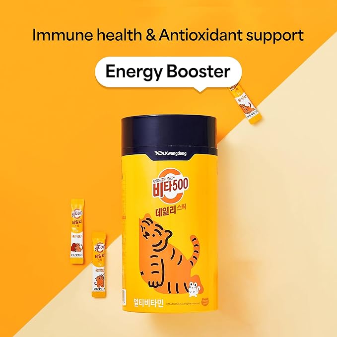 KWANGDONG Vita500 Multivitamin Powder Daily Stick, Improve Strong Immune, & Energy Boost with Vitamin C 500mg, and Vitamin B Complex (180 Sticks of 500mg)