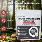 Mushroom Gummies with Lion’s Mane, Alpha-GPC & Rhodiola - 12 in 1 Mushroom Complex Supplement with Reishi, Cordyceps, Chaga & Turkey Tail – Brain Focus & Memory Support, 30 Servings