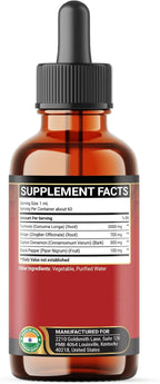 4 in 1 Liquid Turmeric Curcumin Drops Ginger Ceylon Cinnamon and Black Pepper - 2FL oz - 60 Servings