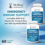 Dr. Berg Emergency Immune Support w/Echinacea - Potent Blend of Herbal Extracts (Warning: Strong Herbal Smells) - Immune Support Supplement Includes 2,000 IUs of Vitamin D & 10mg of Zinc - 60 Tablets