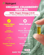 Organic Evening Primrose Oil + Cranberry Seed Oil Supplement Bundle, 940 mg Each, 100% Pure with Omegas & GLA, Cold Pressed Liquid Organic Capsules, Women’s Health, Skin Support