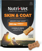 Nutri-Vet Skin & Coat Biscuits for Dogs, Tasty Dog Treat, Skin and Coat Supplement, Omega 3 Fish Oil, Made with Omega 3 and Biotin, Fish Oil Treat for Pets, Chicken & Krill Flavor, 16 oz