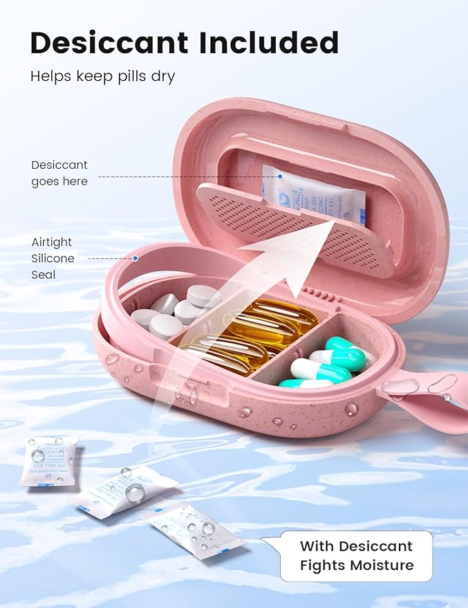 Travel Pill Organizer, Adjustable 3-6 Compartments Portable Pill Box, Small Pill Case Daily Medicine Container, Moisture Proof Storage Hold Vitamin Supplement Dispenser for Pocket Purse-Green