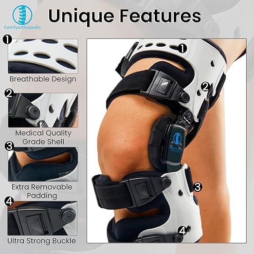 Comfyorthopedic OA Unloader Knee Brace Support for Osteoarthritis, Bone on Bone Arthritis Knee Joint Pain Cartilage Relief, Medial /Inside Plus Size Offloader L1851/L1843 Fits Up to 32in Thigh Circumference
