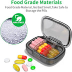 2 Pack 3 Compartment Small Pill Box, Moisture Proof Pill Case, Travel Pill Organizer for Pocket Purse, Daily Portable Medicine Vitamin Box, Fish Oil Box, Supplement Box (Black+Orange)