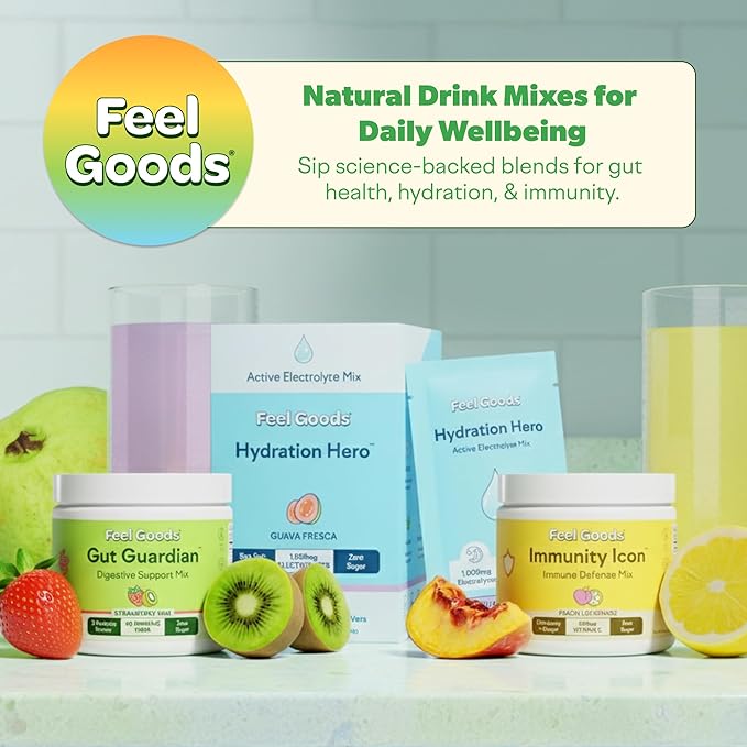 Feel Goods Gut Guardian, Gut Health Powder Packets - Probiotic Fiber Powder with Prebiotics & L Glutamine for Digestive Health, Bloating Relief & Digestion Support - Zero Sugar & Organic Flavor