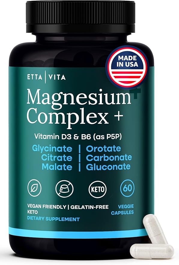Magnesium Glycinate Complex (7-in-1) 500mg with D3 & B6 P5P - Multi-Form Blend with Glycinate, Citrate, Malate, Taurate, Gluconate, Carbonate, & Orotate - Supports Sleep and Muscle Health [Oxide-Free]