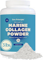 Zen Principle Marine Collagen Peptides Powder 3 lb. Wild-Caught Fish, Non-GMO. Supports Healthy Skin, Hair, Joints and Bones.Hydrolyzed Types I, II, III, and IV Protein. Amino Acids. Easy to Mix.