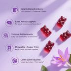 Lukaree 10-in-1 Saffron Gummies Supplements for Mood, Focus & Eye Support with L-Theanine 200mg, GABA, Ashwagandha, Lutein, Zeaxanthin & Astaxanthin, Sugar Free, Vegan, Berry Flavor, 60 Count