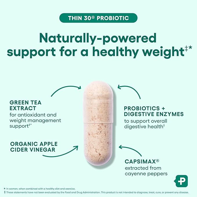 Physician's CHOICE Probiotics for Weight Management & Bloating - 6 Probiotic Strains - Prebiotics - Key ingredient Cayenne - Supports Gut Health - Weight Management for Women & Men - Green Tea - 30 CT