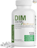 Bronson DIM Supplement 200 MG Diindolymethane with BioPerine for Enhanced Absorption, Estrogen Metabolism & Maintains Balanced Hormone Levels, 120 Vegetarian Capsules