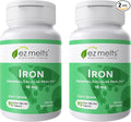 EZ Melts Iron - Supplement for Daily Energy & Iron Support - with Vitamin C - No Artificial Flavors - Non-GMO & Vegan - Zesty Orange - 180 Dissolvable Tablets (180 Servings)