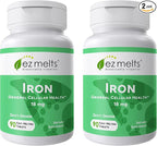 EZ Melts Iron - Supplement for Daily Energy & Iron Support - with Vitamin C - No Artificial Flavors - Non-GMO & Vegan - Zesty Orange - 180 Dissolvable Tablets (180 Servings)