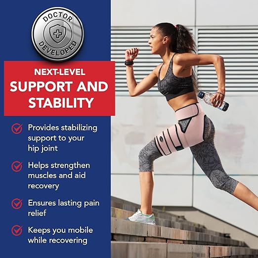 Dr. Arthritis Doctor Developed Hip Support Brace - Hip Support For Men & Women With Doctor Handbook (S/M, Pink)