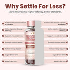 Clear Mushroom Gummies, Lions Mane, Reishi, Cordyceps, Chaga 10:1 Extract (Raspberry Flavor) - 2500mg 10 Mushroom Focus Gummies for Brain Health, Memory, Calm Energy, 3rd Party Tested