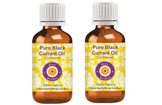 Deve Herbes Pure Black Currant Oil (Ribes nigrum) Cold Pressed (Pack of Two) 100ml X 2 (6.76 oz)
