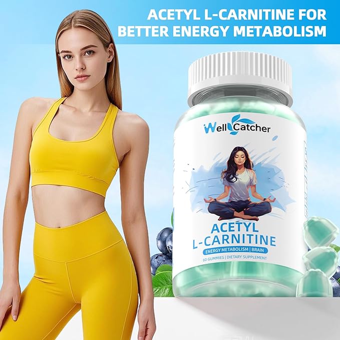 Acetyl L-Carnitine Supplement 1000MG Gummies - Sugar Free Alcar L-Carnitine Gummies for Men Women Support Muscle Endurance Brain Health Energy Metabolism - Vegan Non-GMO Blueberry Flavored 60CT
