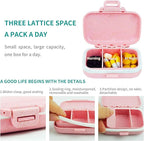 2 Pack Pill Case Organizer,Travel Pill Box with Label, Daily Medicine Organizer Case, Waterproof Pocket Container Case, Portable Pink Supplement Case Medicine Container Compact for for Vitamin
