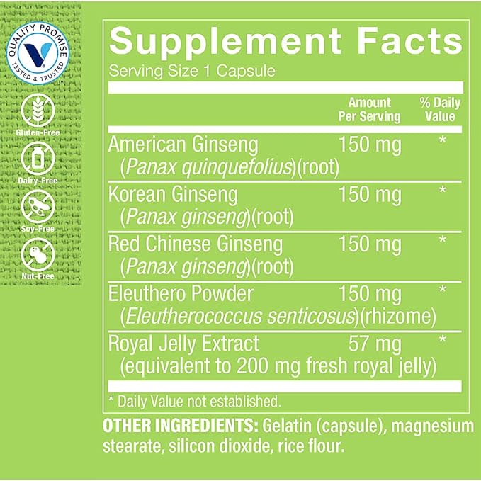 The Vitamin Shoppe Ginseng - Energy Support, Mental Clarity & Adaptogenic Wellness (120 Capsules)