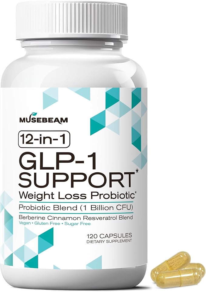 musebeam Probiotic Weight Loss Support Supplement - Natural GLP1 Support Appetite Suppressant Metabolism Booster with Berberine for Women Men - GLP1 Support Helps Control Hunger Cravings & Fat Burn