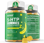 1Pack 5-HTP 400MG Gummies + GABA - Melatonin Free - Relaxation Gummies with Banana Extract, L-Theanine, Turmeric, L-Tryptophan, Vitamin D3 for Healthy Rest Cycle,Circadian Rhythm, Brain & Muscle Relax