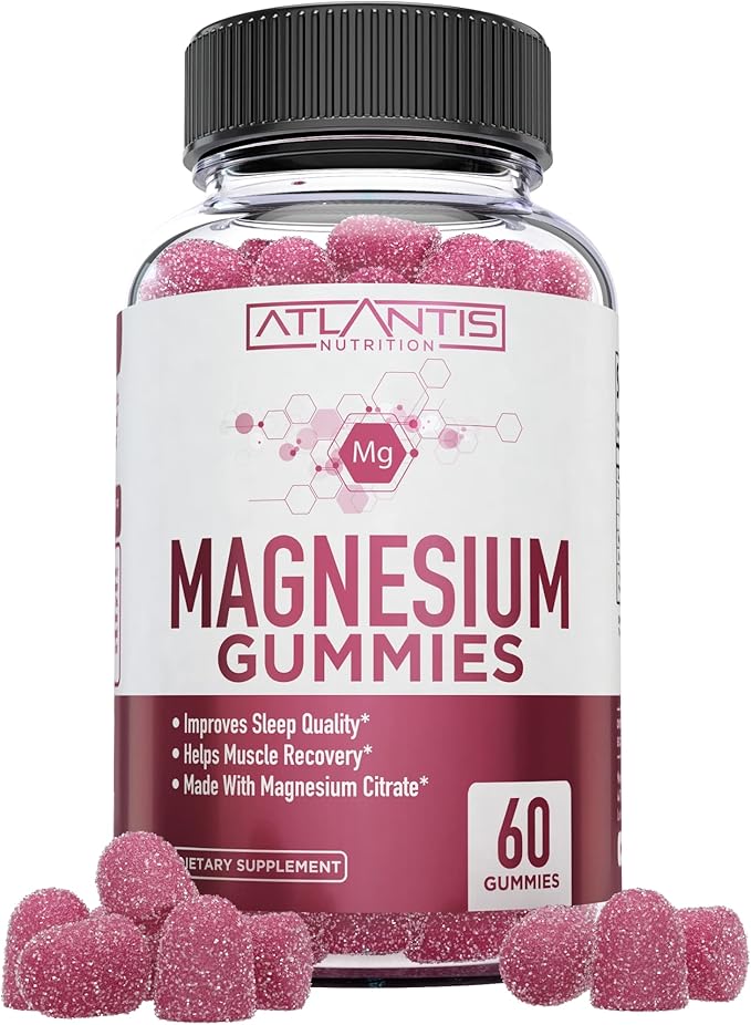 Atlantis Nutrition Magnesium Citrate Gummies – Magnesium Gummies – 90mg Magnesium (from 770mg Magnesium Citrate) | Supports Muscle Recovery, Eases Cramps, Promotes Calmness & Better Sleep | 60 Gummies