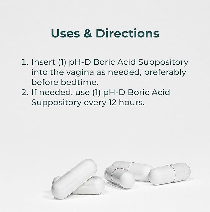 pH-D Feminine Health Support - 600 mg Boric Acid Suppositories - Woman Owned - for Vaginal Odor Use - 36 Count