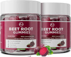 M inch Beet Root Gummies, Blood* Pressure Support & Nitric Oxide Booster, 8-in-1 Wellness Formula with Grape Seed, Coq10, Folic Acid, Vitamin C, B3 & B12, Sugar Free, Vegan, Pomegranate Flavor, 2 Pack