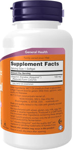 Now Supplements, Ubiquinol 100 mg, High Bioavailability (The Active Form of CoQ10), 120 Softgels