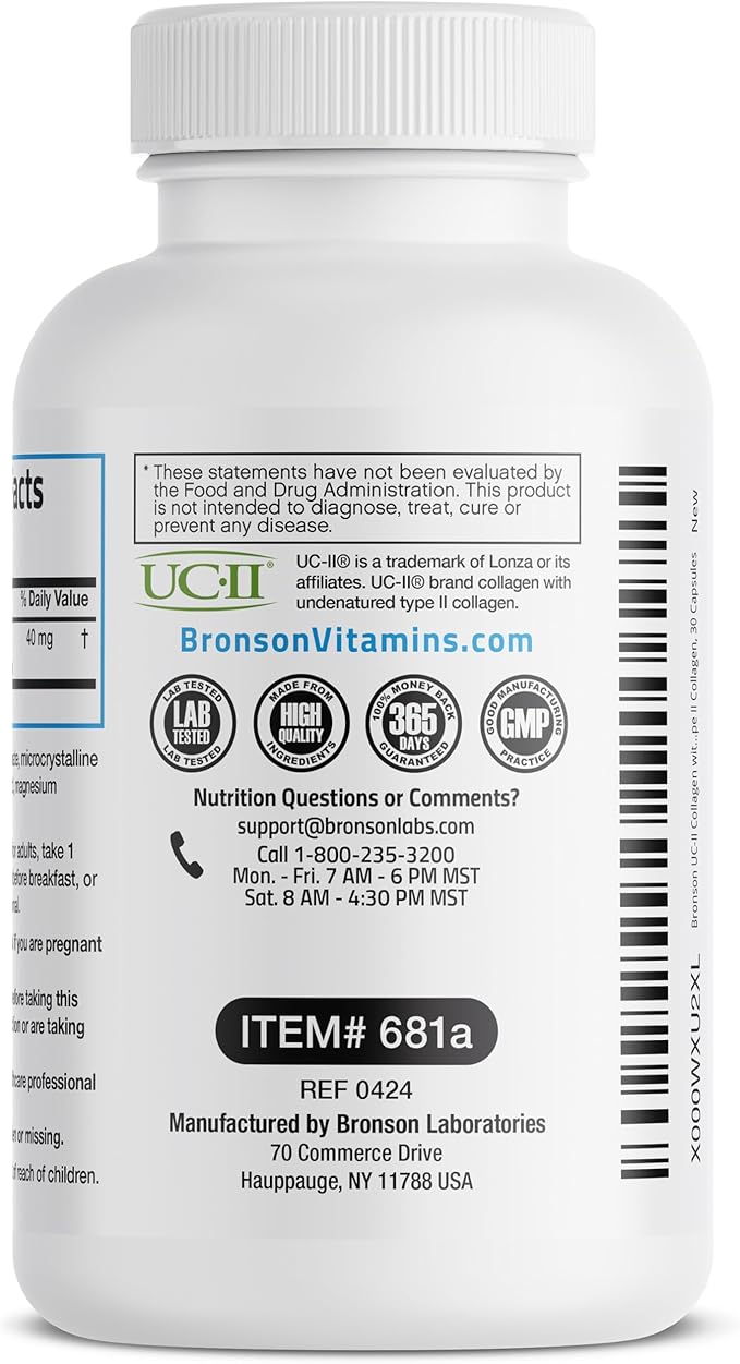Bronson UC-II Type II Collagen with Undenatured Type II Collagen, 30 Capsules
