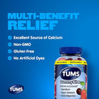 TUMS Gummy Bites Dietary Supplement for Occasional Heartburn Relief, Upset Stomach and Acid Indigestion, Cherry Berry Burst - 108 Count