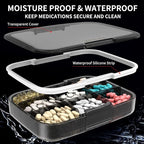 Restree Pill Organizer, Large & Waterproof Travel Pill Case, Adjustable Dividers for Daily Vitamins, Supplements, Fish Oil - Portable Medicine Box for Home & On-The-Go, 9 Compartment (Black)