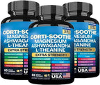 Zoyava Corti-Soothe Cortisol Supplement Magnesium Glycinate 200mg L-Theanine 150mg Ashwagandha 150mg Phosphatidylserine Cortisol Manager Lions Mane Ginkgo Biloba Bacopa Monnieri Valerian Root 60 Caps