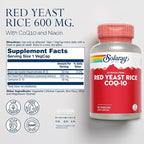 SOLARAY Red Yeast Rice Plus CoQ-10 & No-Flush Niacin Vitamin B-3, Healthy Heart & Cardiovascular Support, Non-Irradiated & Citrinin Free, 60 Day Money Back Guarantee, 90 Servings, 90 VegCaps