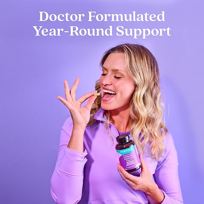Further Food Ultimate Immune Support Capsules with Vitamins C, D, E & Zinc – Natural Herbal Supplement with Antioxidants for Immune & Respiratory Support, 120 Vegan Capsules