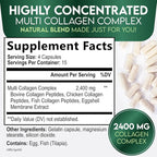 Multi Collagen 2400mg Per Serving - Advanced Formula Types I, II, III, V, X - Hydrolyzed Multi Collagen Pills - Collagen Peptides Supplement for Women & Men - Hair, Skin, & Nail Support - 60 Capsules