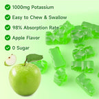 Potassium Gummies 1000mg for Adults & Kids, High Dose Potassium Gluconate Supplement Potassium Gluconate Gummies Support Muscle Cramps Electrolyte Balance, Apple Flavor 60 Count
