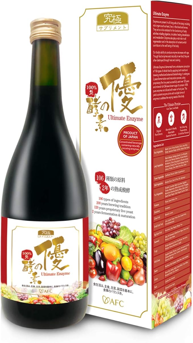 AFC Japan Digestive Ultimate Enzyme Drink – Pure Digestive Enzymes for Digestion, Gas, Bloating, Constipation Relief & Immune Support – 106 Fermented Fruits & Vegetables, Enzyme Supplement, 720ml