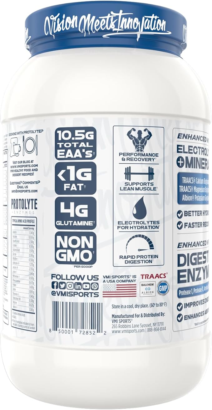 VMI Sports | ProtoLyte Whey Isolate Protein Powder | Low Calorie Whey for Weight Loss and Muscle Gain | Digestive Enzymes | Non-GMO (1.6 lb, Cinnamon Crunch)