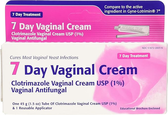 Clotrimazole USP 1% 7-Day Vaginal Cream 1.5 Oz (45g) Yeast Infection Treatment, Feminine Anti-Itch Cream for External Itching & Irritation (Pack of 4)