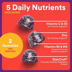 SmartyPants Kids Immunity Elderberry Gummies: Kids Immune Support Supplement, Vitamin C, Vitamin D, Vitamins B6 & B12 and Zinc, Gluten Free, Elderberry Flavor, 60 Count (30 Day Supply) (Pack of 2)
