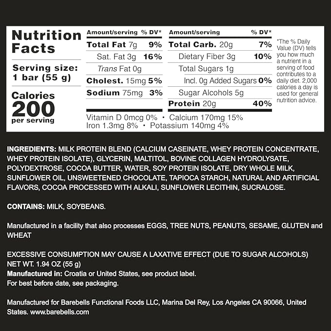 Barebells Protein Bars - Protein Snacks with High Protein - Chocolate Protein Bars - Perfect on The Go Protein Snack & Breakfast Bars (12 Count (Pack of 2), Cookies and Cream)