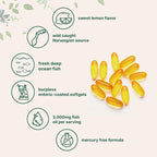 Micro Ingredients Omega 3 Fish Oil Supplements 3,000mg Per Serving, 240 Softgels | Lemon Flavored – Burpless | EPA 540mg + DHA 360mg | Deep Sea Fish